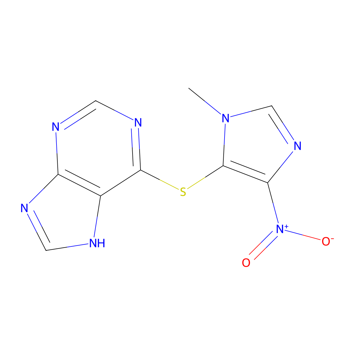 Azathioprine molecular structure, CAS 446-86-6