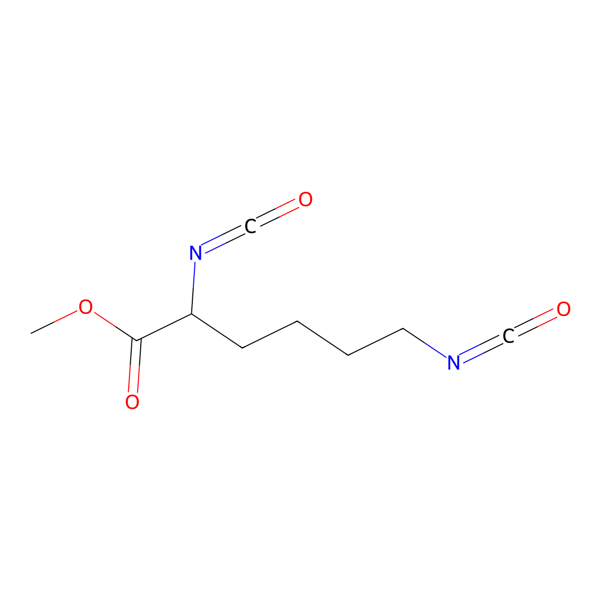 Methyl 2,6-diisocyanatohexanoate molecular structure, CAS 4460-02-0