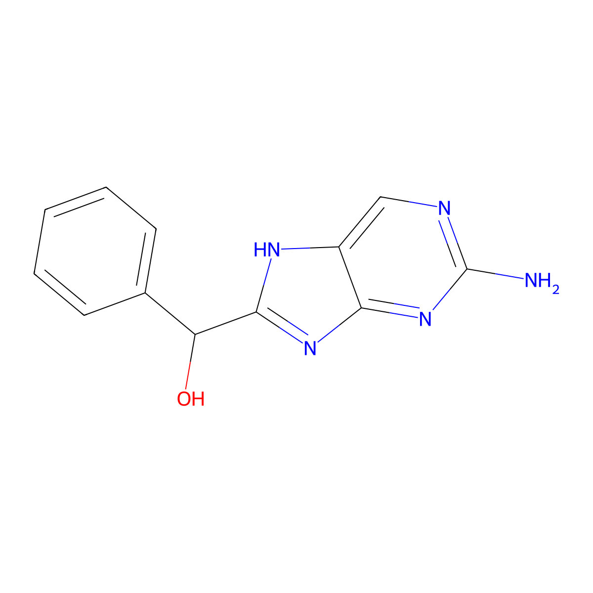 (2-amino-7H-purin-8-yl)(phenyl)methanol molecular structure, CAS 4460-09-7