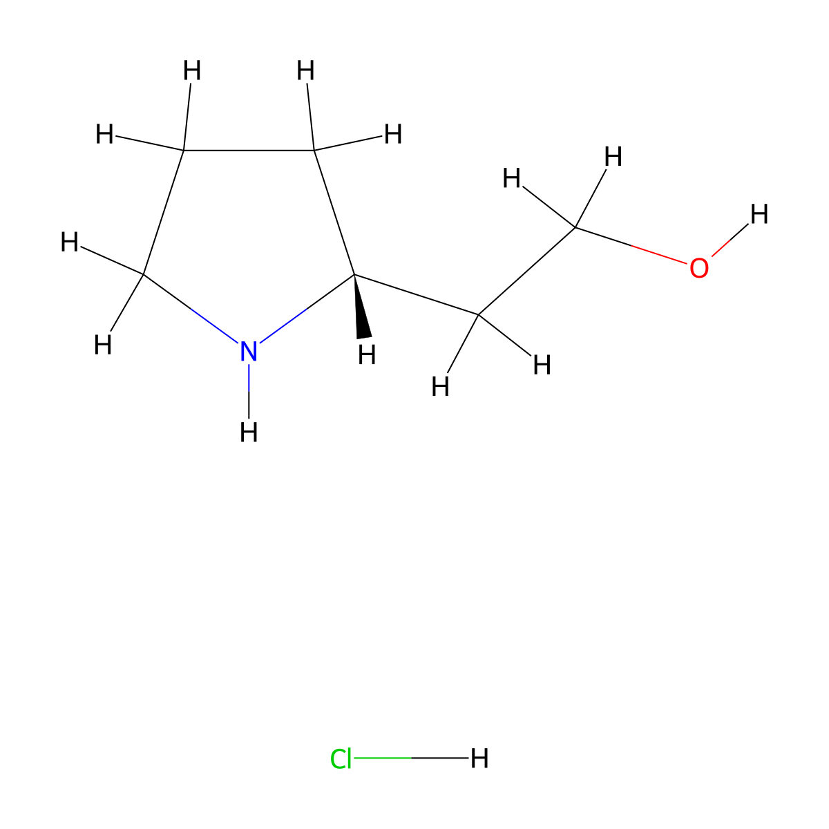 (R)-2-(Pyrrolidin-2-yl)ethan-1-ol hydrochloride molecular structure, CAS 446020-64-0