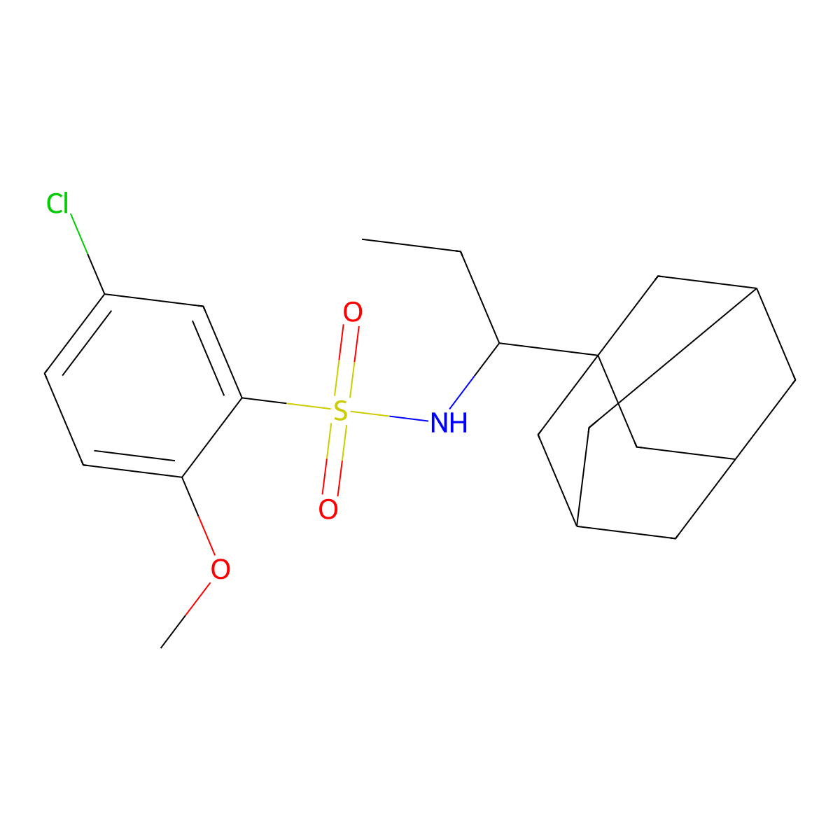 N-[1-(adamantan-1-yl)propyl]-5-chloro-2-methoxybenzene-1-sulfonamide molecular structure, CAS 446028-28-0