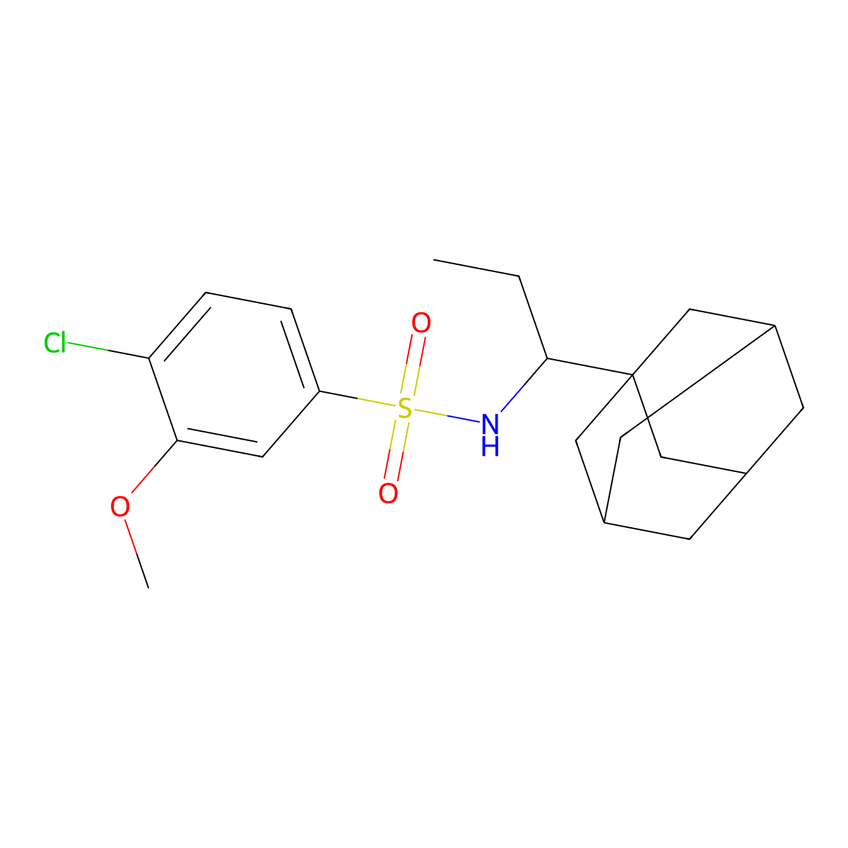 N-[1-(adamantan-1-yl)propyl]-4-chloro-3-methoxybenzene-1-sulfonamide molecular structure, CAS 446028-29-1