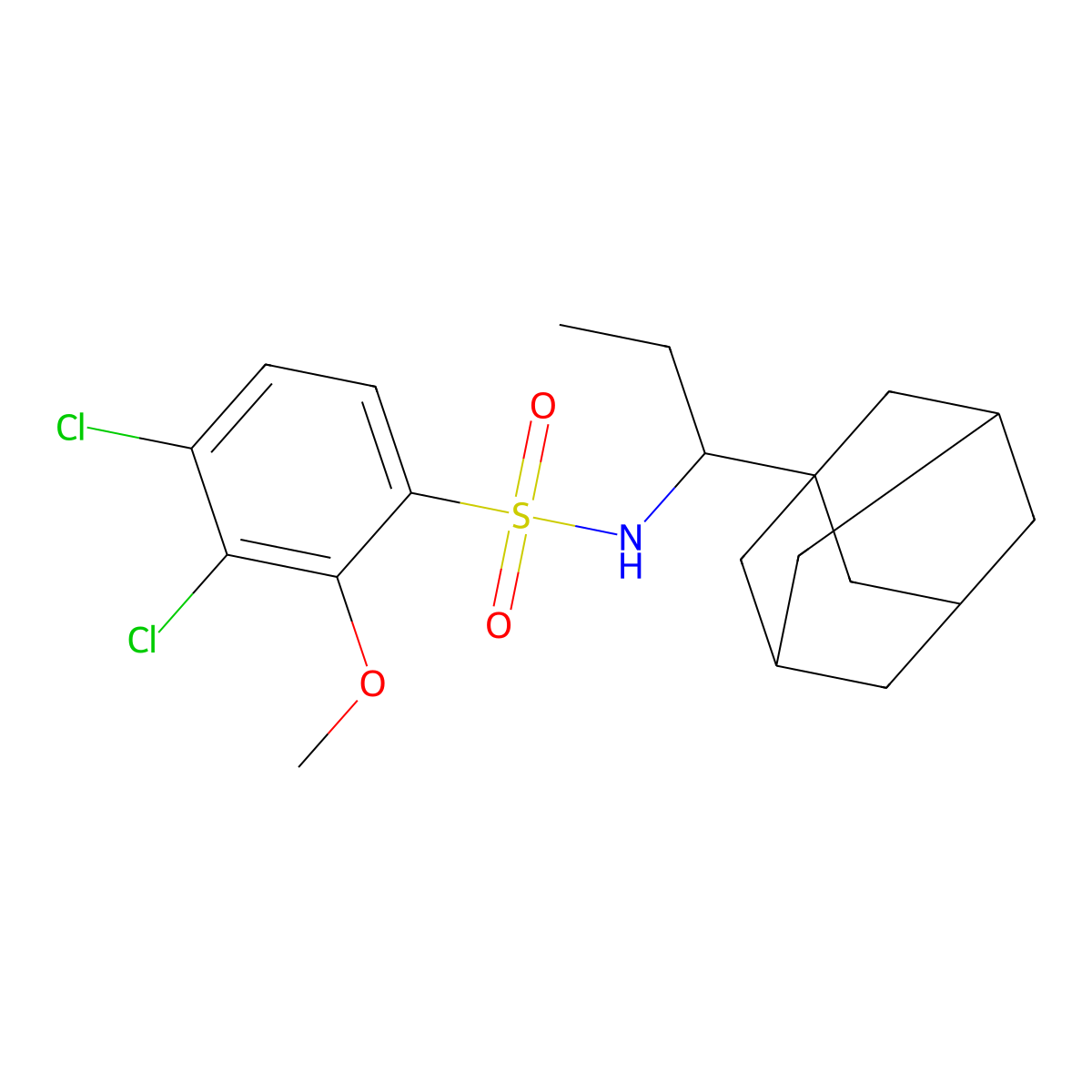 (Adamantanylpropyl)[(3,4-dichloro-2-methoxyphenyl)sulfonyl]amine molecular structure, CAS 446028-32-6