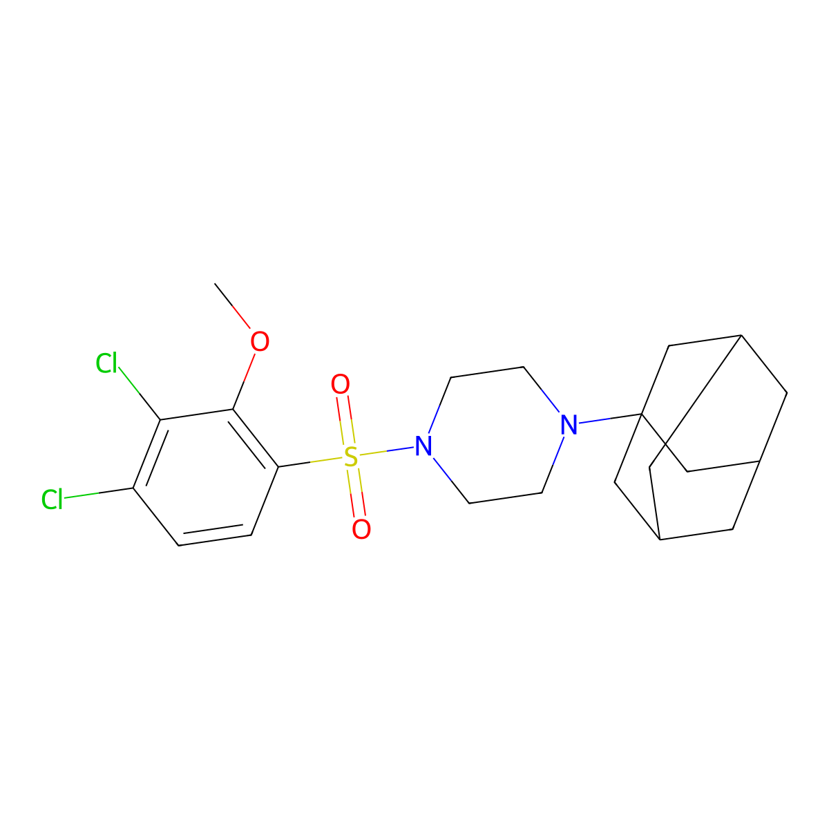 1-[(4-Adamantanylpiperazinyl)sulfonyl]-3,4-dichloro-2-methoxybenzene molecular structure, CAS 446028-40-6