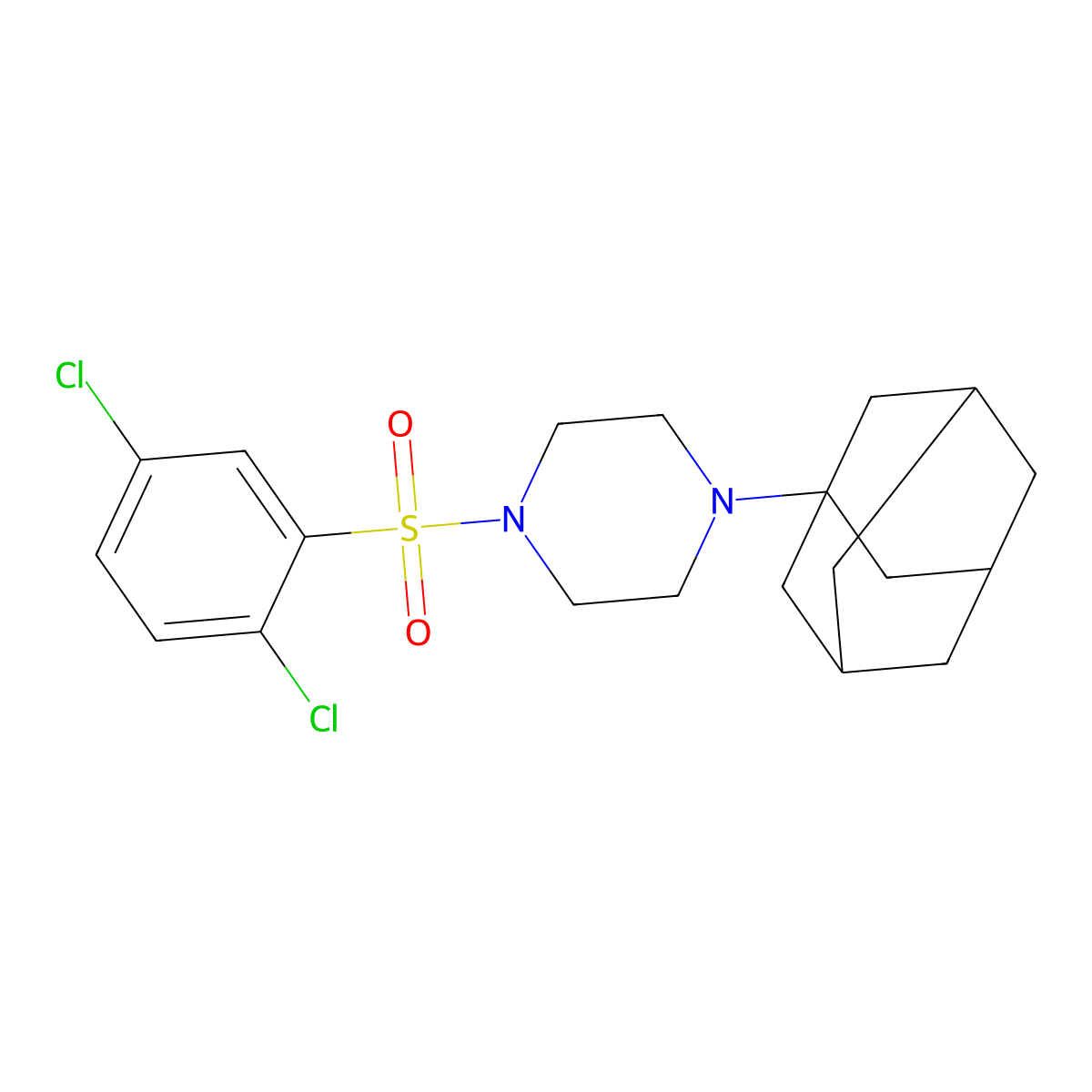 2-[(4-Adamantanylpiperazinyl)sulfonyl]-1,4-dichlorobenzene molecular structure, CAS 446028-41-7