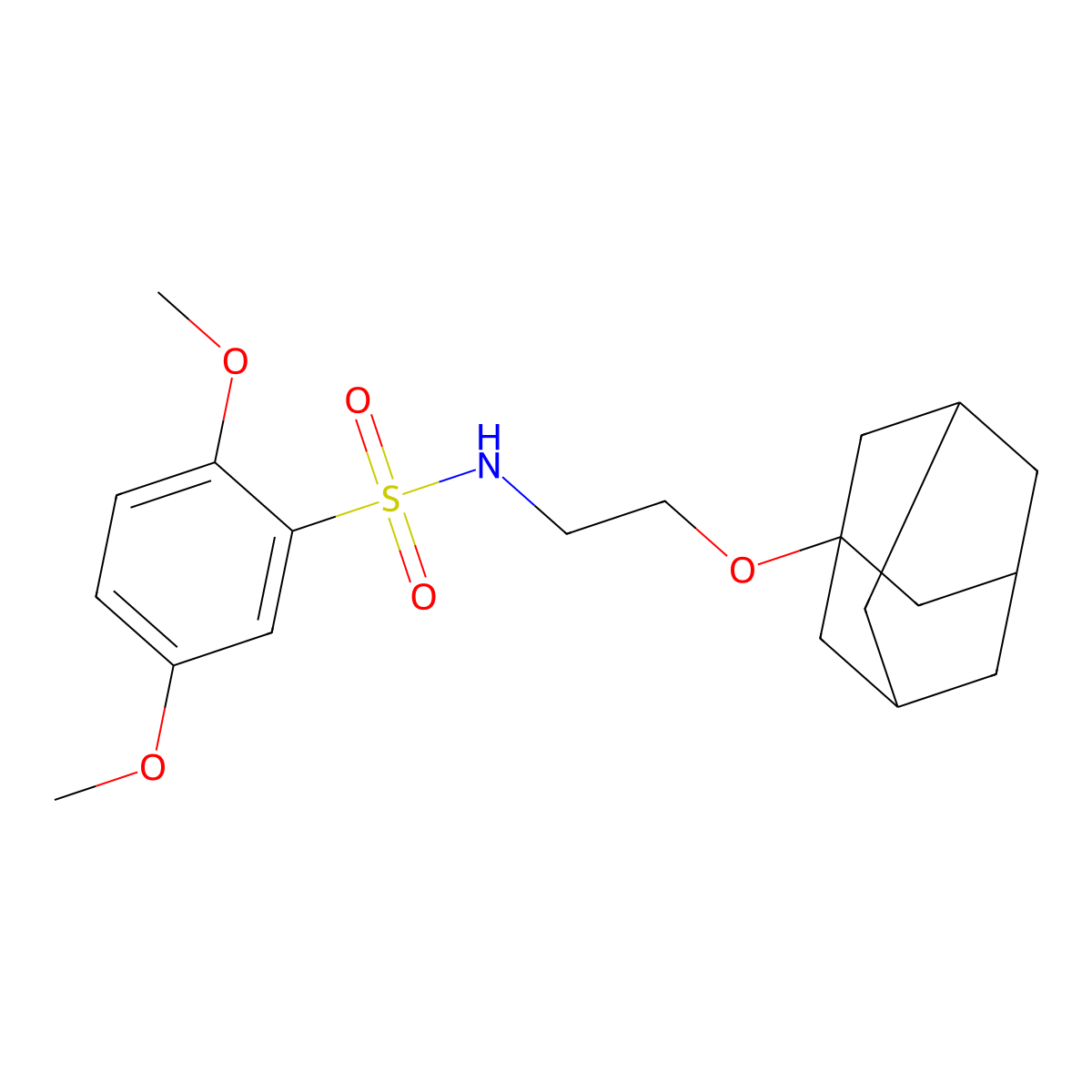 Benzenesulfonamide, N-[2-(adamantan-1-yloxy)ethyl]-2,5-dimethoxy- molecular structure, CAS 446028-48-4