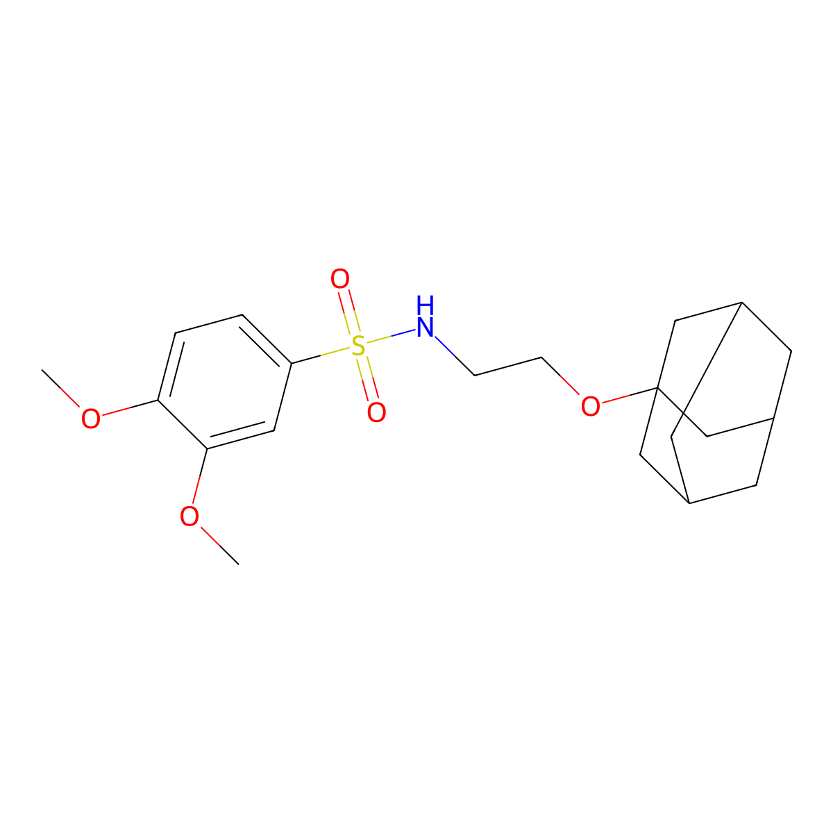 N-[2-(1-adamantyloxy)ethyl]-3,4-dimethoxybenzenesulfonamide molecular structure, CAS 446028-49-5