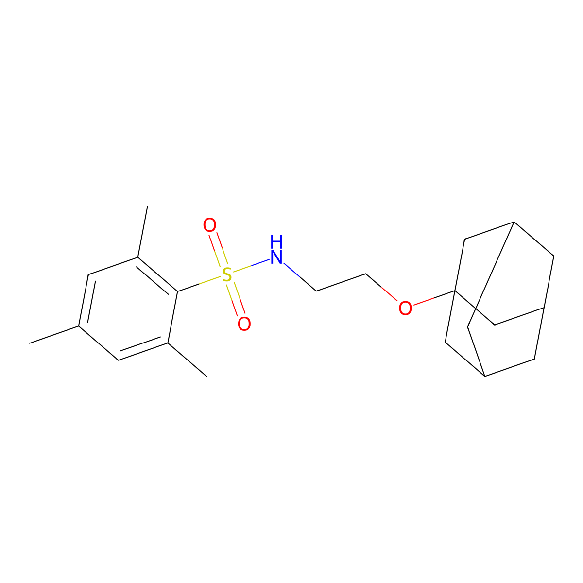 N-[2-(adamantan-1-yloxy)ethyl]-2,4,6-trimethylbenzene-1-sulfonamide molecular structure, CAS 446028-51-9