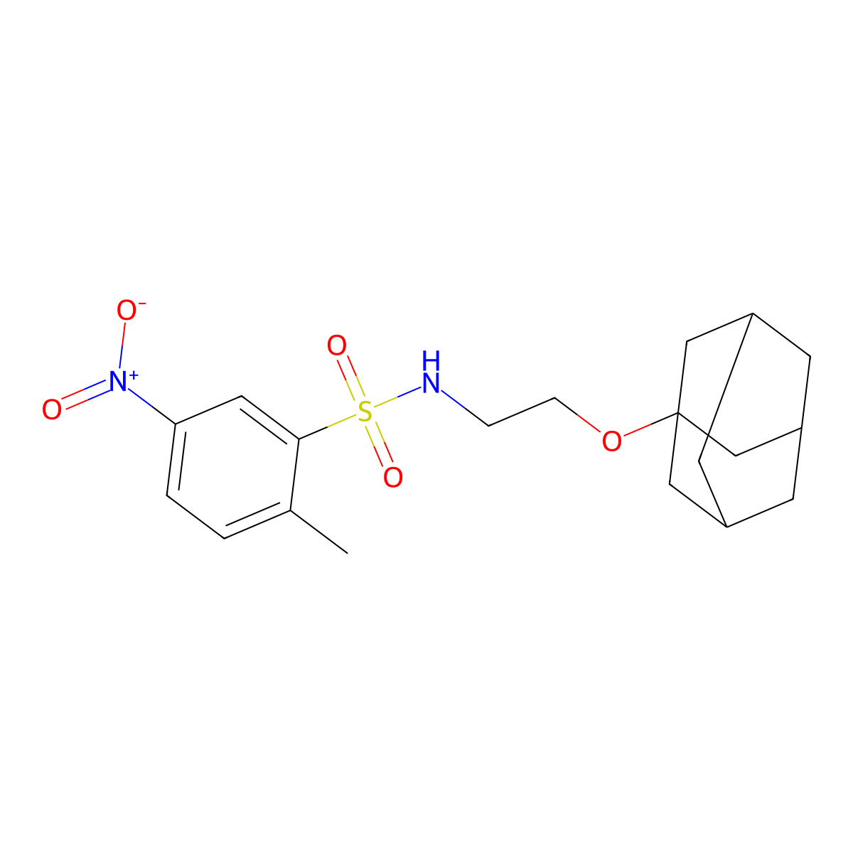 N-[2-(adamantan-1-yloxy)ethyl]-2-methyl-5-nitrobenzene-1-sulfonamide molecular structure, CAS 446028-53-1
