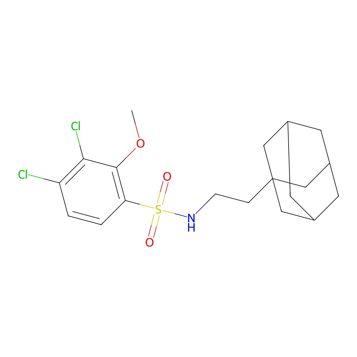 N-[2-(adamantan-1-yl)ethyl]-3,4-dichloro-2-methoxybenzene-1-sulfonamide molecular structure, CAS 446028-55-3