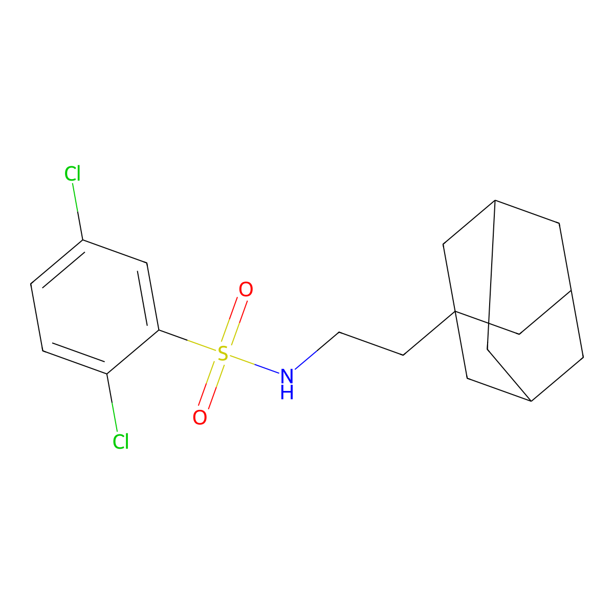 N-[2-(adamantan-1-yl)ethyl]-2,5-dichlorobenzene-1-sulfonamide molecular structure, CAS 446028-56-4
