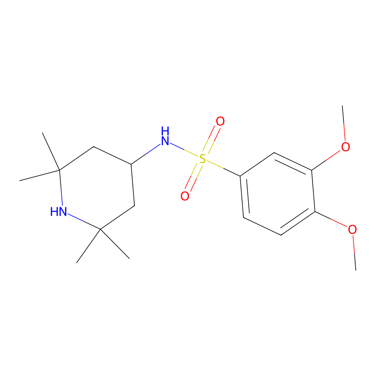3,4-dimethoxy-N-(2,2,6,6-tetramethylpiperidin-4-yl)benzenesulfonamide molecular structure, CAS 446028-63-3