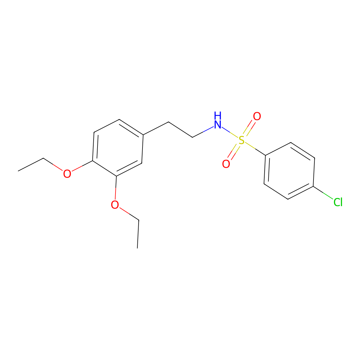 4-chloro-N-[2-(3,4-diethoxyphenyl)ethyl]benzenesulfonamide molecular structure, CAS 446028-70-2