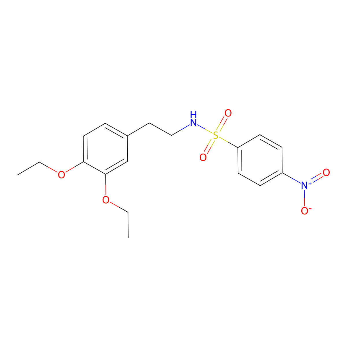 N-[2-(3,4-diethoxyphenyl)ethyl]-4-nitrobenzene-1-sulfonamide molecular structure, CAS 446028-71-3