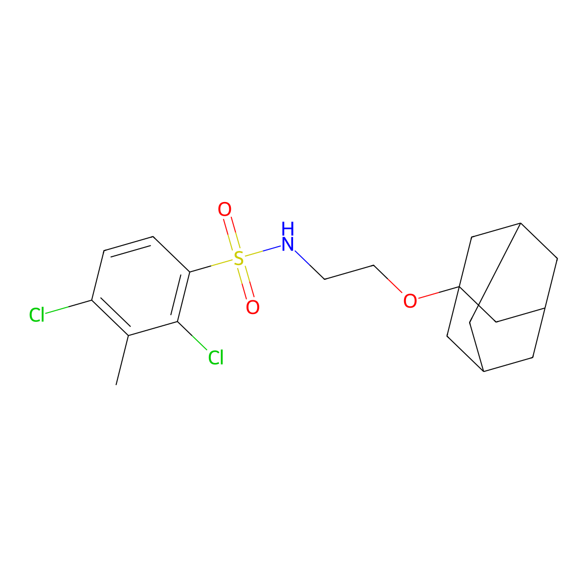 N-[2-(adamantan-1-yloxy)ethyl]-2,4-dichloro-3-methylbenzene-1-sulfonamide molecular structure, CAS 446028-73-5