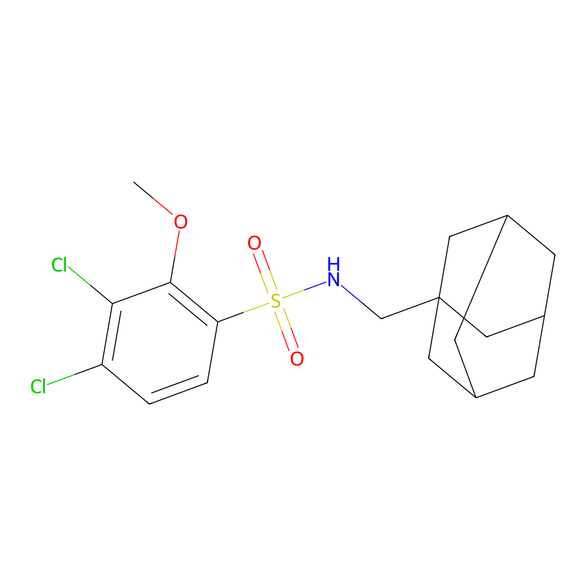 N-[(adamantan-1-yl)methyl]-3,4-dichloro-2-methoxybenzene-1-sulfonamide molecular structure, CAS 446028-78-0