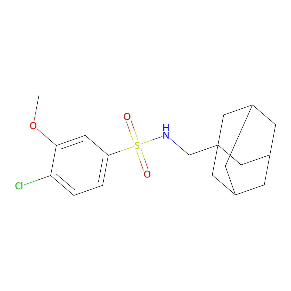 N-(1-Adamantylmethyl)-4-chloro-3-methoxybenzenesulfonamide molecular structure, CAS 446028-79-1