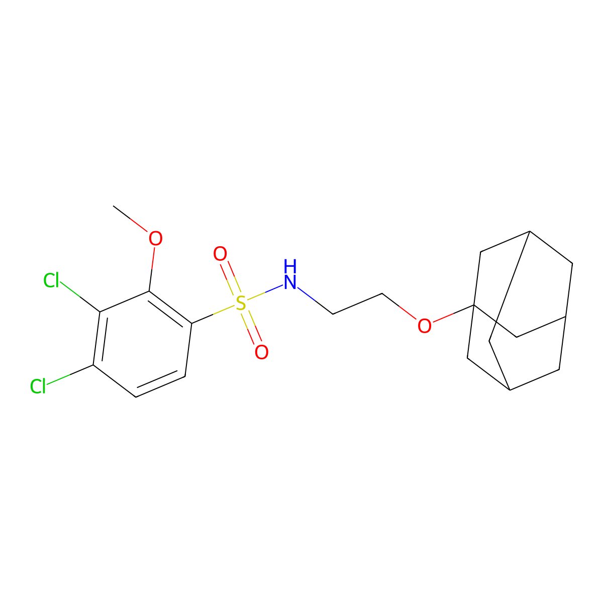 N-[2-(1-adamantyloxy)ethyl]-3,4-dichloro-2-methoxybenzenesulfonamide molecular structure, CAS 446028-84-8