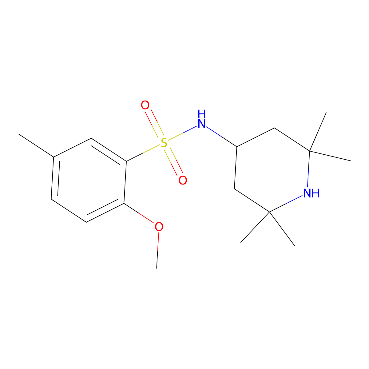 2-methoxy-5-methyl-N-(2,2,6,6-tetramethylpiperidin-4-yl)benzenesulfonamide molecular structure, CAS 446028-85-9