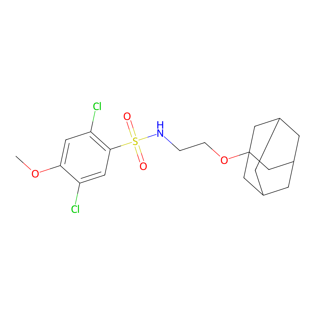 N-[2-(1-adamantyloxy)ethyl]-2,5-dichloro-4-methoxybenzenesulfonamide molecular structure, CAS 446028-87-1