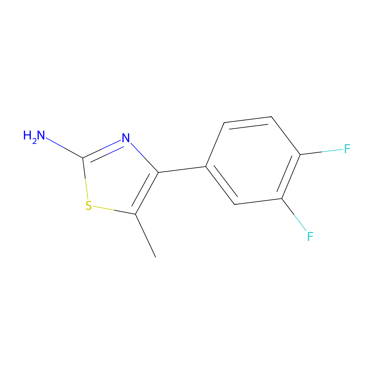 4-(3,4-Difluorophenyl)-5-methyl-1,3-thiazol-2-amine molecular structure, CAS 446028-92-8