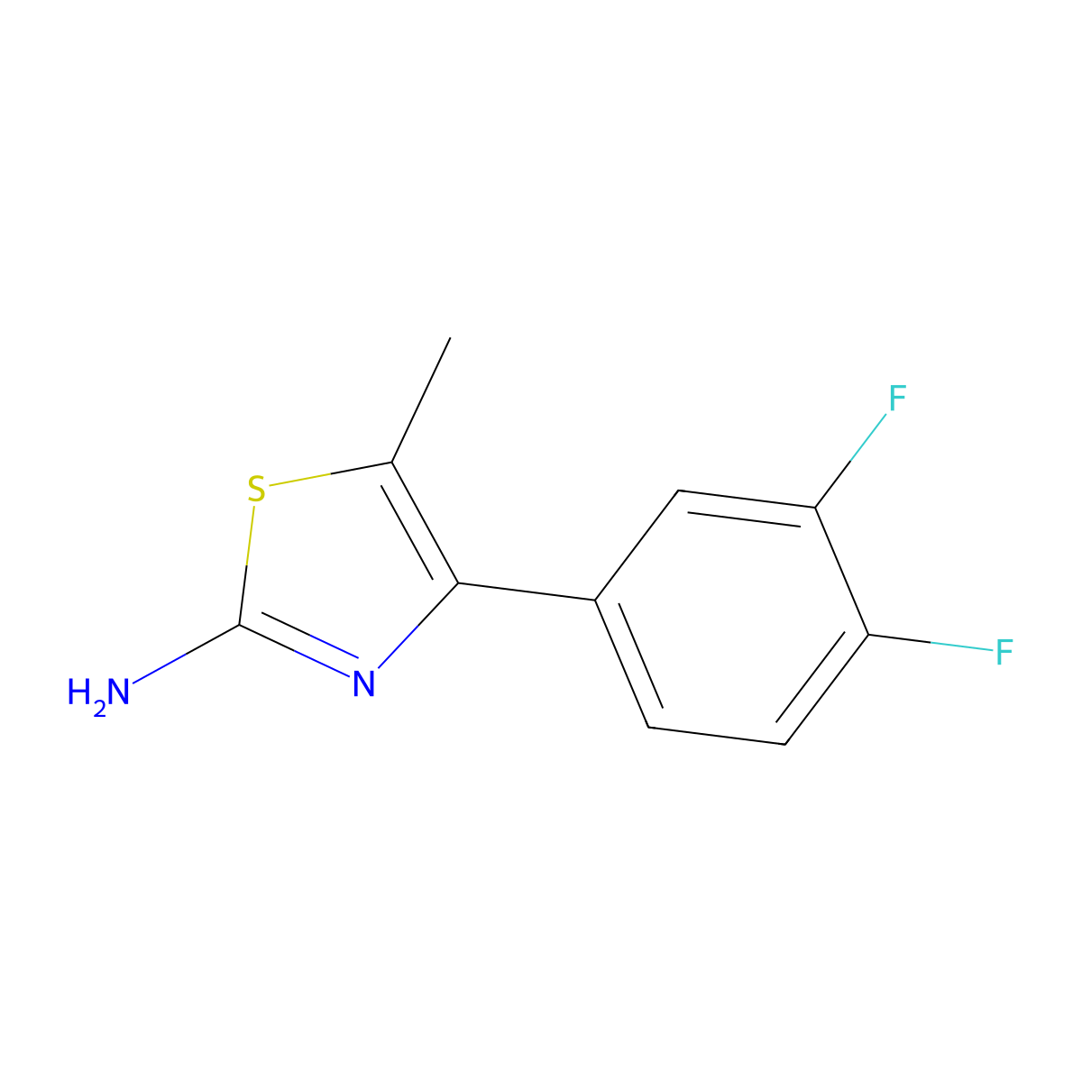 4-(3,4-Difluorophenyl)-5-methyl-1,3-thiazol-2-amine molecular structure, CAS 446028-92-8