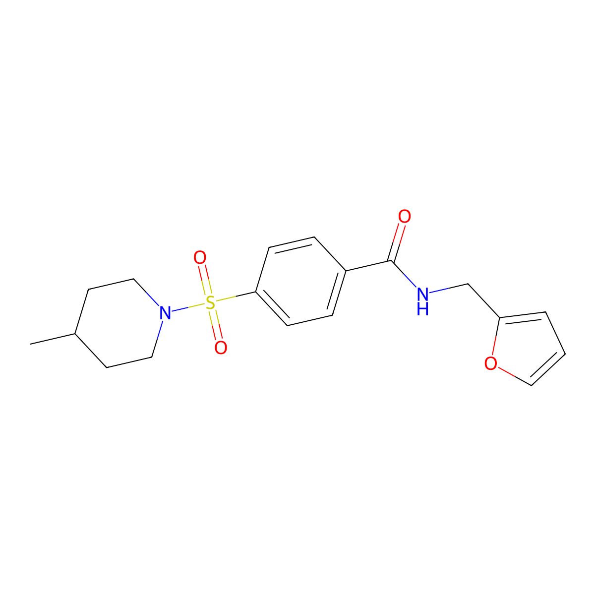 N-Furan-2-ylmethyl-4-(4-methyl-piperidine-1-sulfonyl)-benzamide molecular structure, CAS 446029-52-3
