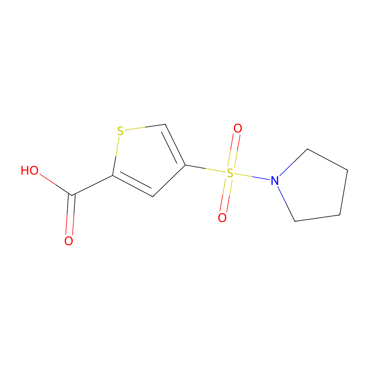 4-(Pyrrolidin-1-ylsulfonyl)thiophene-2-carboxylic acid molecular structure, CAS 446029-57-8