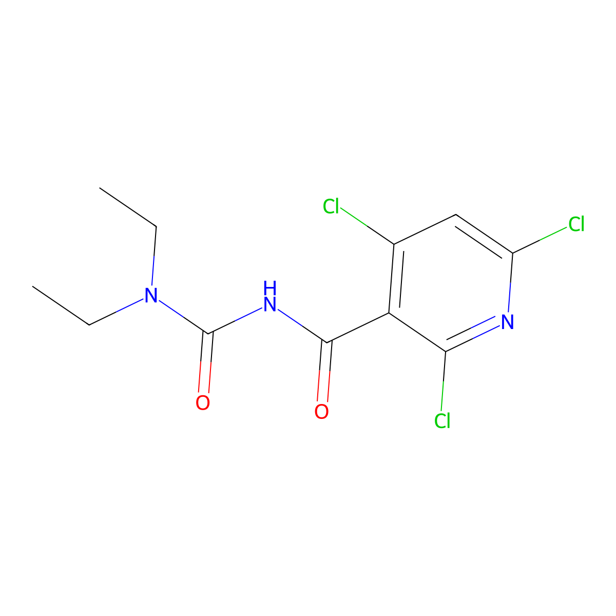2,4,6-trichloro-N-(diethylcarbamoyl)pyridine-3-carboxamide molecular structure, CAS 446029-61-4