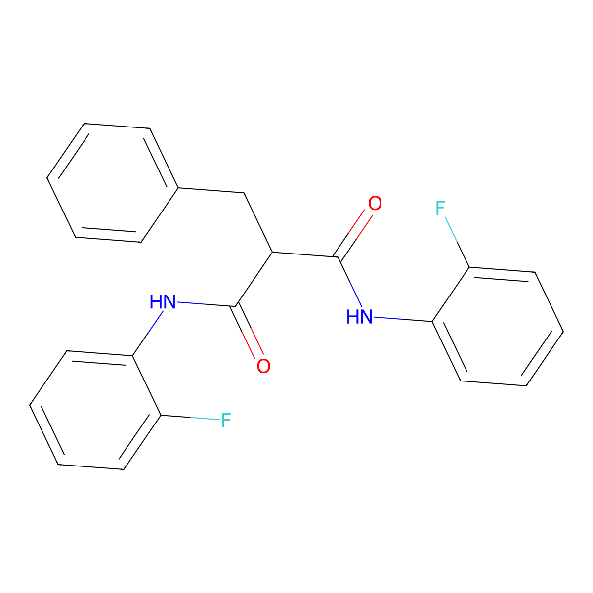 2-benzyl-N,N'-bis(2-fluorophenyl)propanediamide molecular structure, CAS 446029-78-3