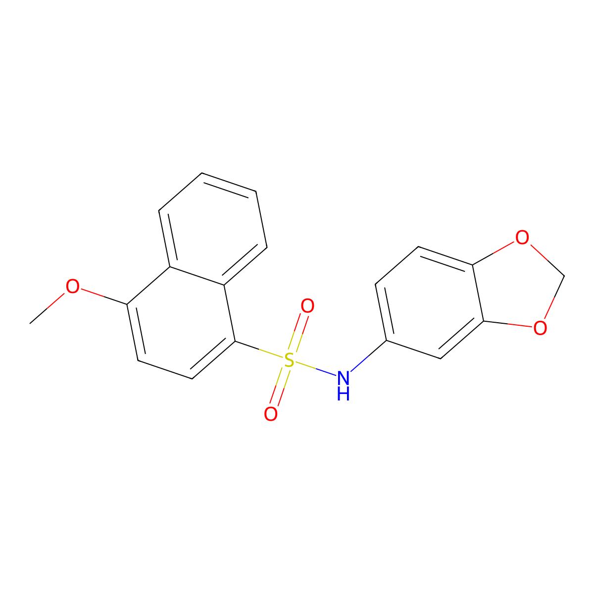 N-(1,3-benzodioxol-5-yl)-4-methoxynaphthalene-1-sulfonamide molecular structure, CAS 446029-80-7