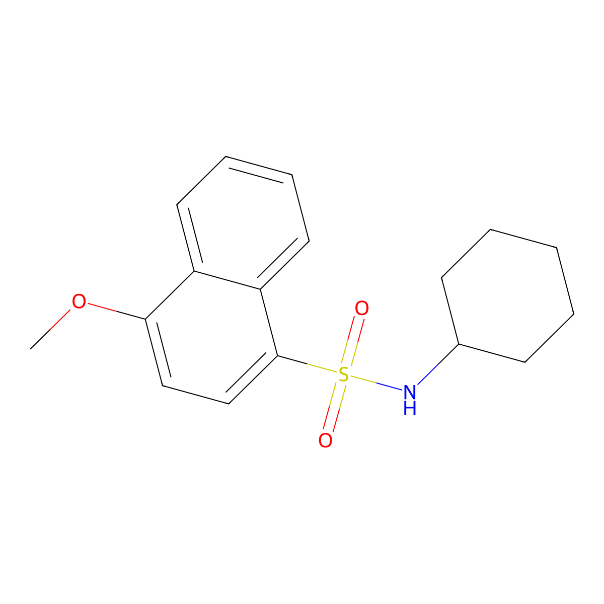 N-cyclohexyl-4-methoxynaphthalene-1-sulfonamide molecular structure, CAS 446029-81-8