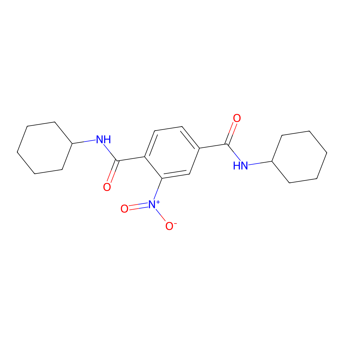 1-N,4-N-dicyclohexyl-2-nitrobenzene-1,4-dicarboxamide molecular structure, CAS 446029-88-5