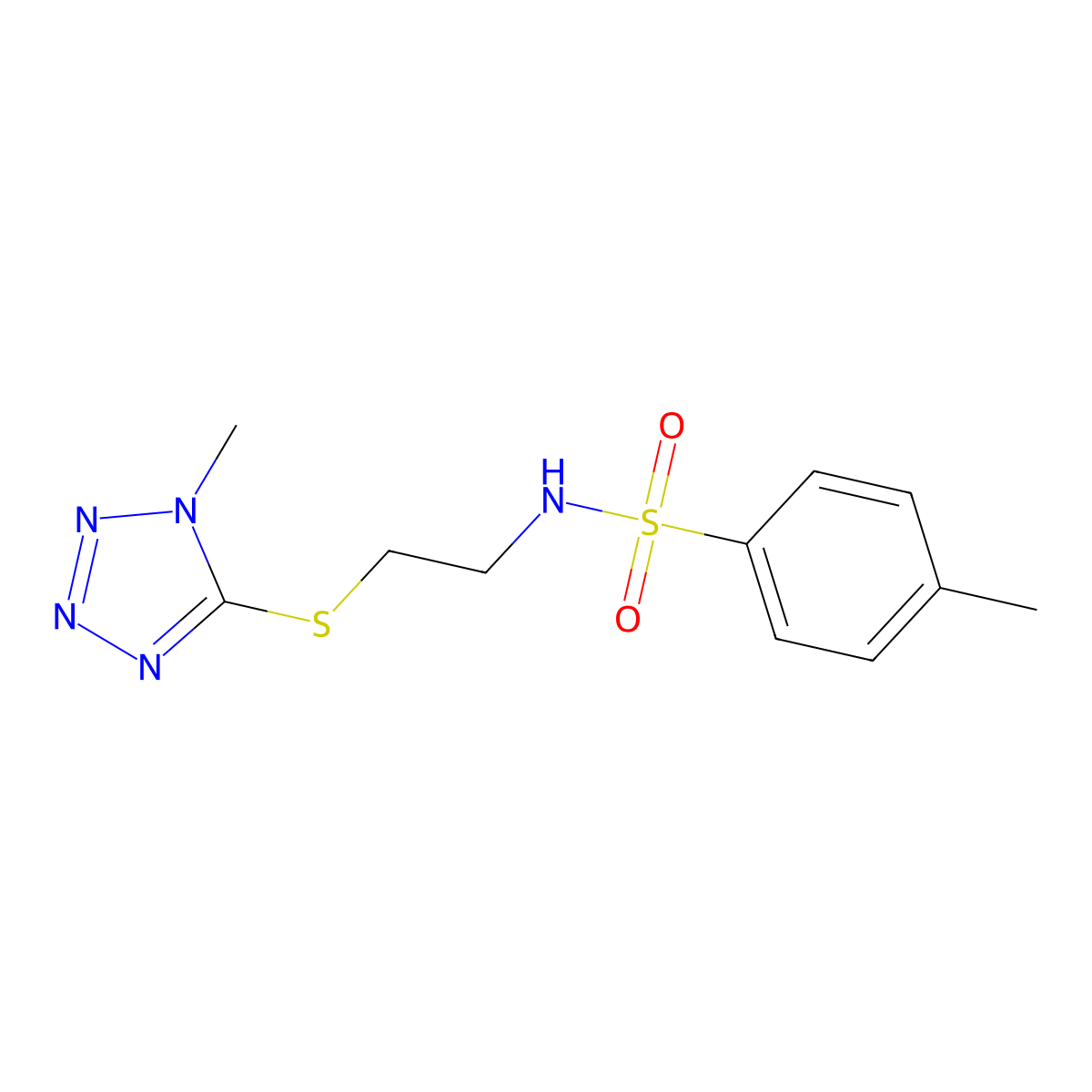 4-methyl-N-[2-(1-methyltetrazol-5-yl)sulfanylethyl]benzenesulfonamide molecular structure, CAS 446029-96-5