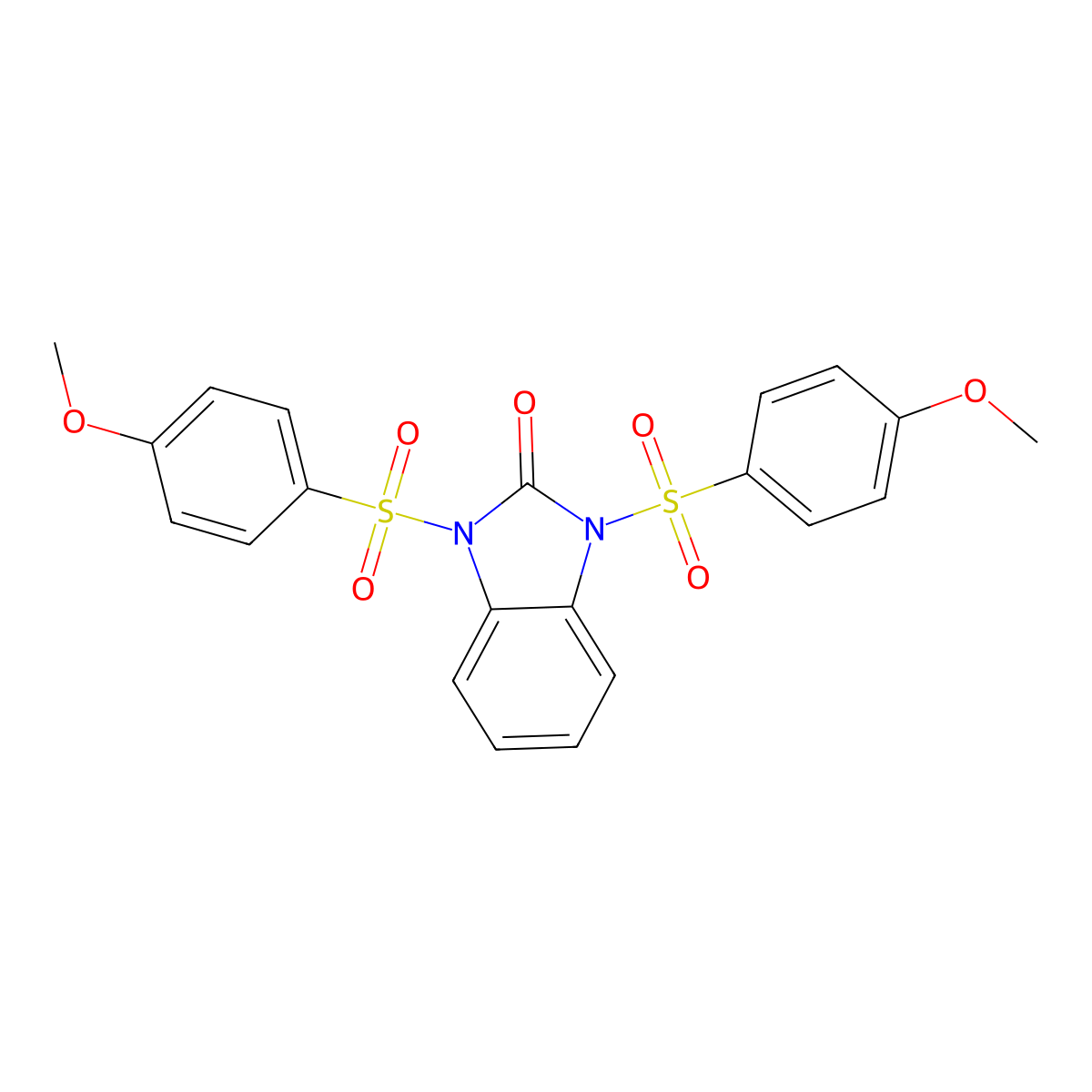 1,3-Bis[(4-methoxyphenyl)sulfonyl]benzimidazol-2-one molecular structure, CAS 446030-06-4
