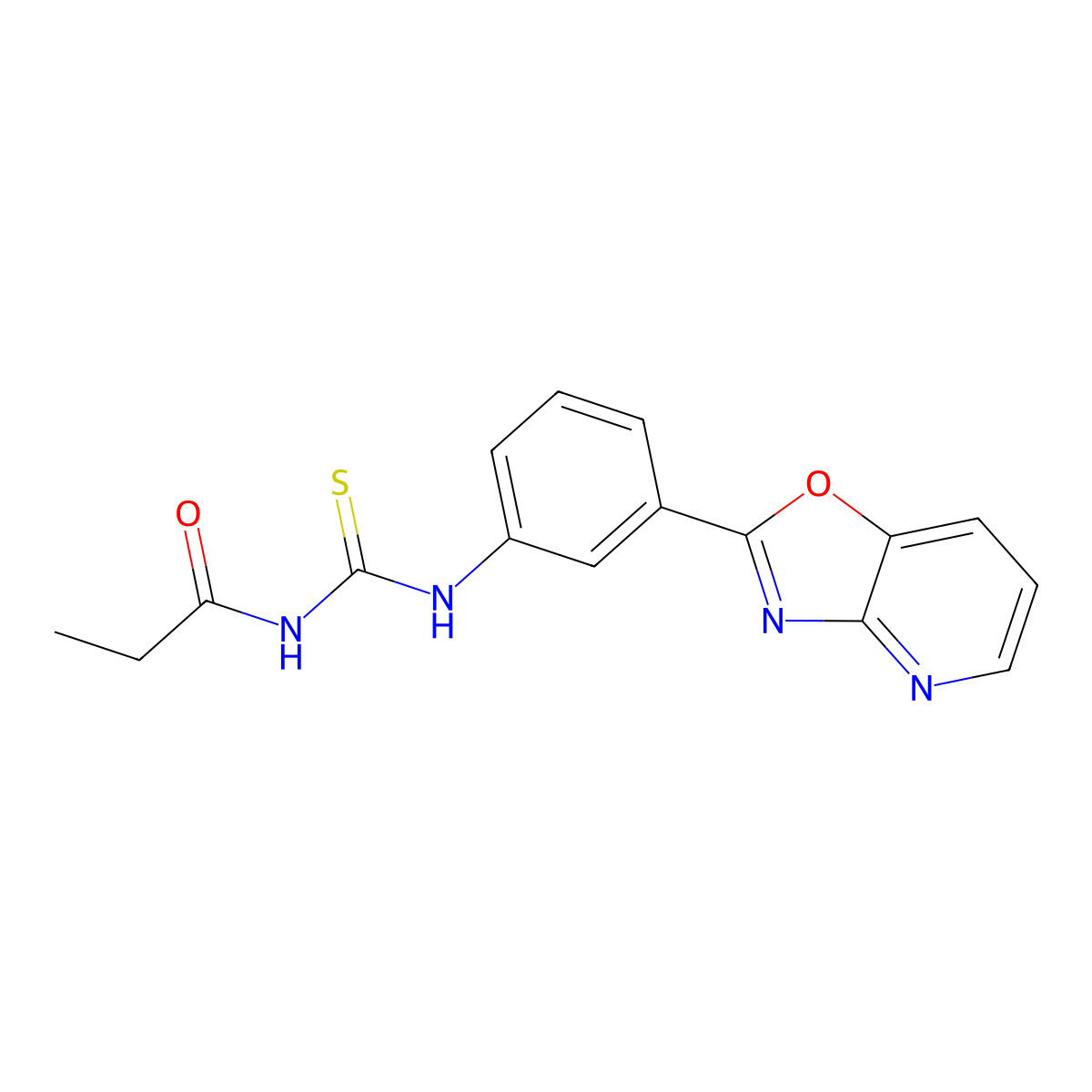 N-[[3-([1,3]oxazolo[4,5-b]pyridin-2-yl)phenyl]carbamothioyl]propanamide molecular structure, CAS 446038-06-8