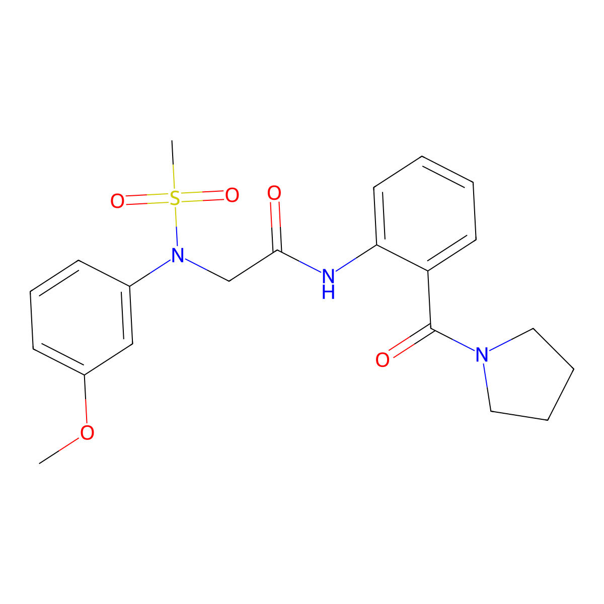 2-(3-methoxy-N-methylsulfonylanilino)-N-[2-(pyrrolidine-1-carbonyl)phenyl]acetamide molecular structure, CAS 446039-85-6