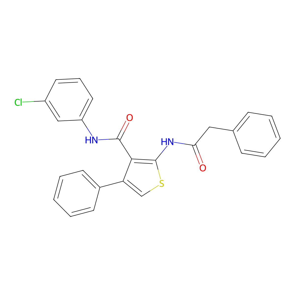 N-(3-chlorophenyl)-4-phenyl-2-[(phenylacetyl)amino]thiophene-3-carboxamide molecular structure, CAS 446040-87-5