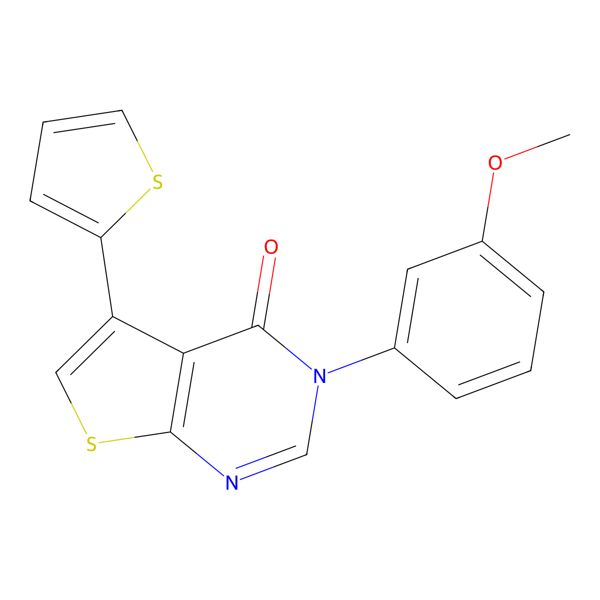 3-(3-methoxyphenyl)-5-(thiophen-2-yl)thieno[2,3-d]pyrimidin-4(3H)-one molecular structure, CAS 446042-18-8