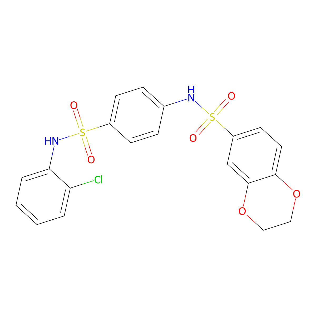 N-[4-[(2-chlorophenyl)sulfamoyl]phenyl]-2,3-dihydro-1,4-benzodioxine-6-sulfonamide molecular structure, CAS 446042-52-0