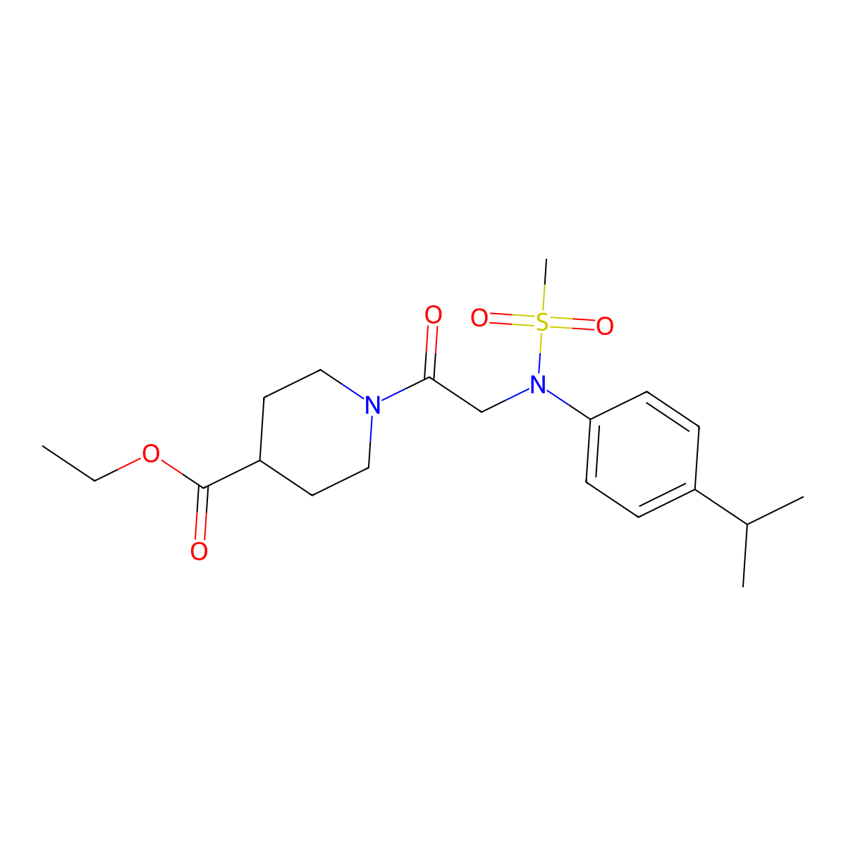 ethyl 1-{N-(methylsulfonyl)-N-[4-(propan-2-yl)phenyl]glycyl}piperidine-4-carboxylate molecular structure, CAS 446042-77-9