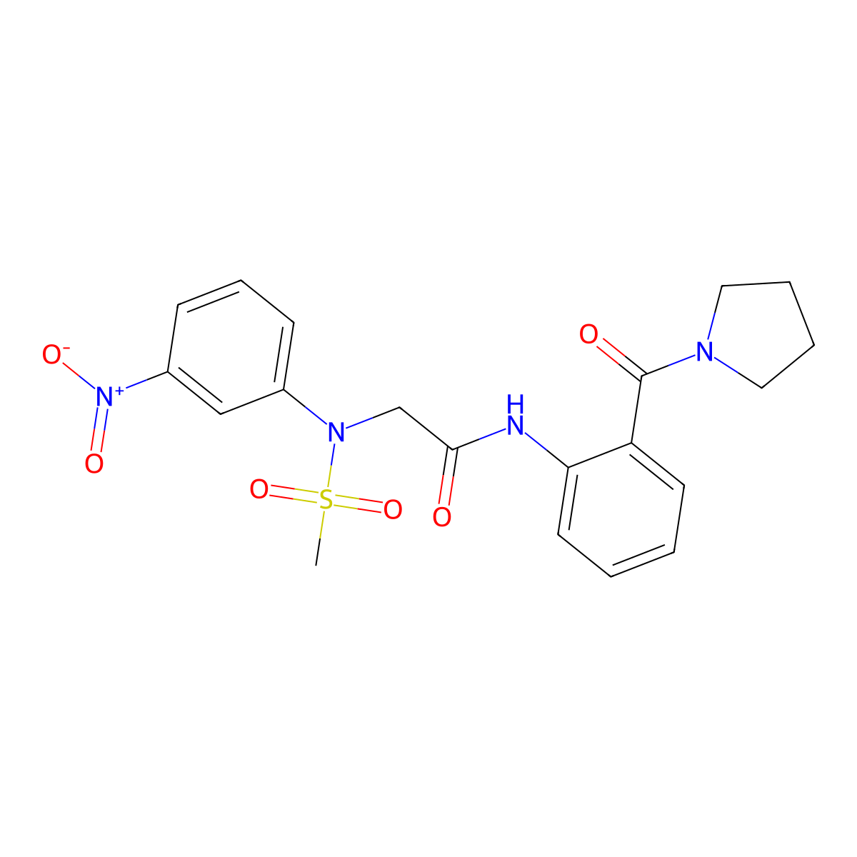 2-(N-methylsulfonyl-3-nitroanilino)-N-[2-(pyrrolidine-1-carbonyl)phenyl]acetamide molecular structure, CAS 446047-76-3