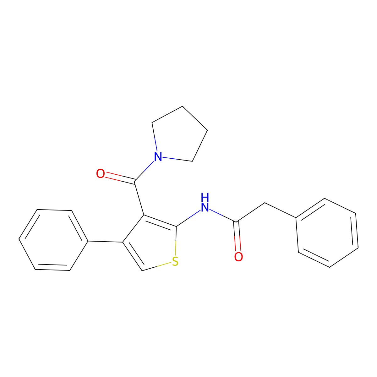 2-phenyl-N-[4-phenyl-3-(pyrrolidin-1-ylcarbonyl)thiophen-2-yl]acetamide molecular structure, CAS 446048-48-2