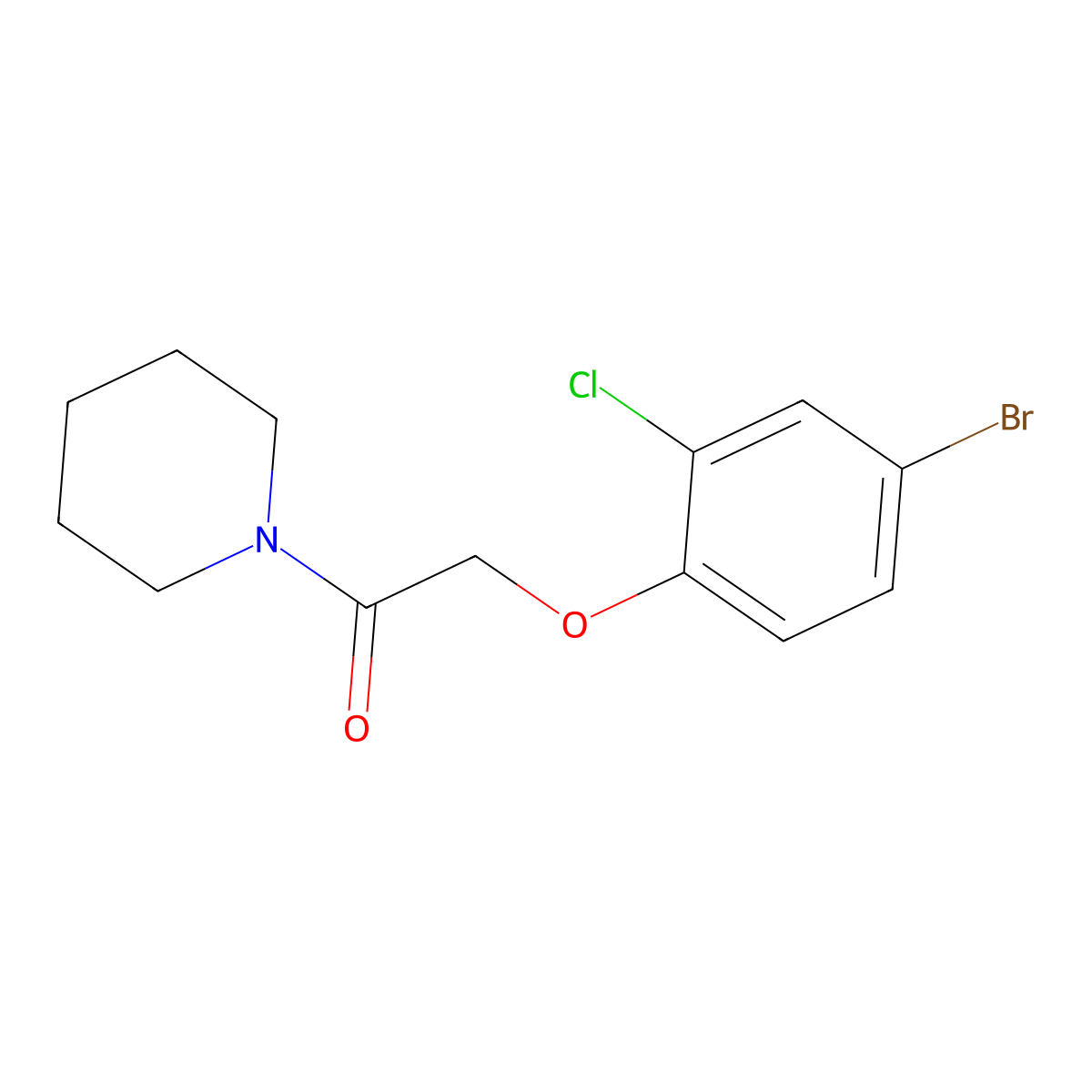 2-(4-Bromo-2-chlorophenoxy)-1-(piperidin-1-yl)ethanone molecular structure, CAS 446049-89-4