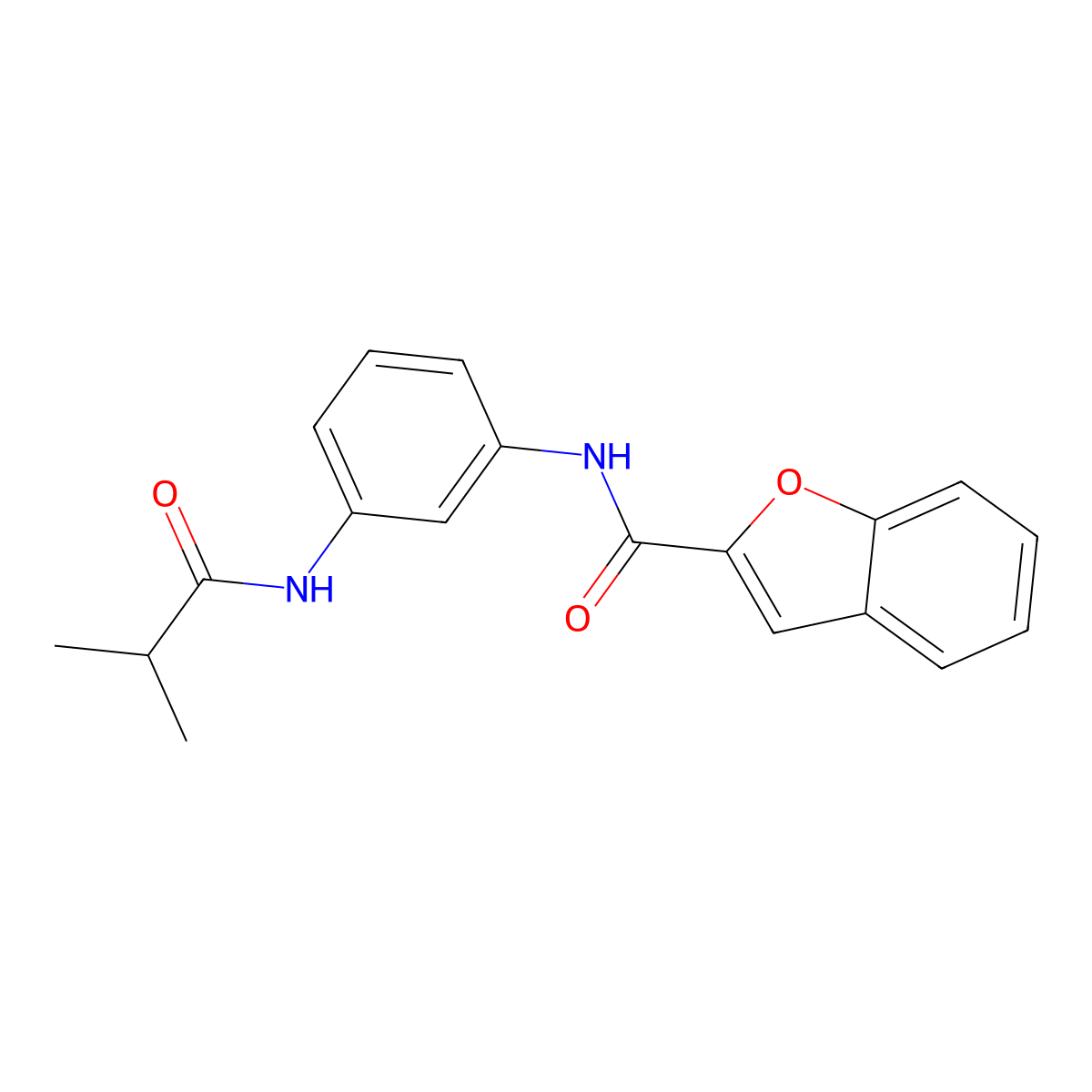 N-[3-(isobutyrylamino)phenyl]-1-benzofuran-2-carboxamide molecular structure, CAS 446050-26-6