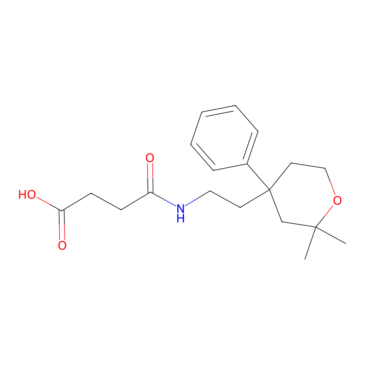 4-((2-(2,2-dimethyl-4-phenyltetrahydro-2H-pyran-4-yl)ethyl)amino)-4-oxobutanoic acid molecular structure, CAS 446051-89-4