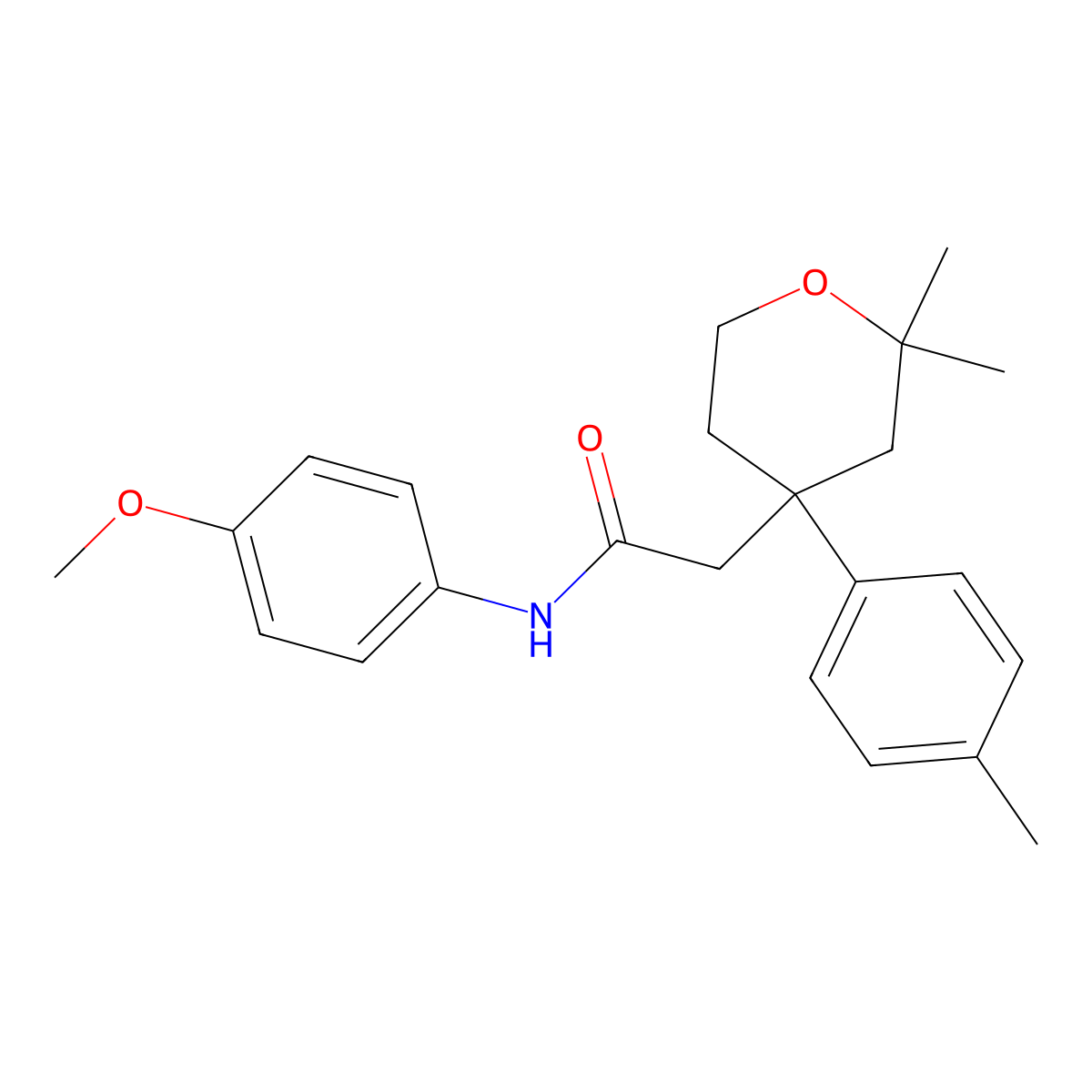 2-[2,2-dimethyl-4-(4-methylphenyl)oxan-4-yl]-N-(4-methoxyphenyl)acetamide molecular structure, CAS 446051-91-8