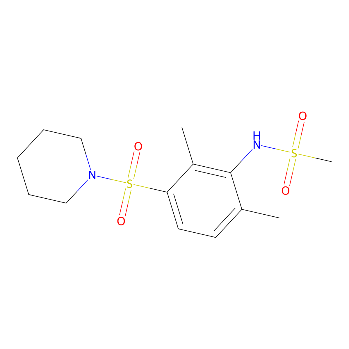 N-(2,6-dimethyl-3-piperidin-1-ylsulfonylphenyl)methanesulfonamide molecular structure, CAS 446052-33-1