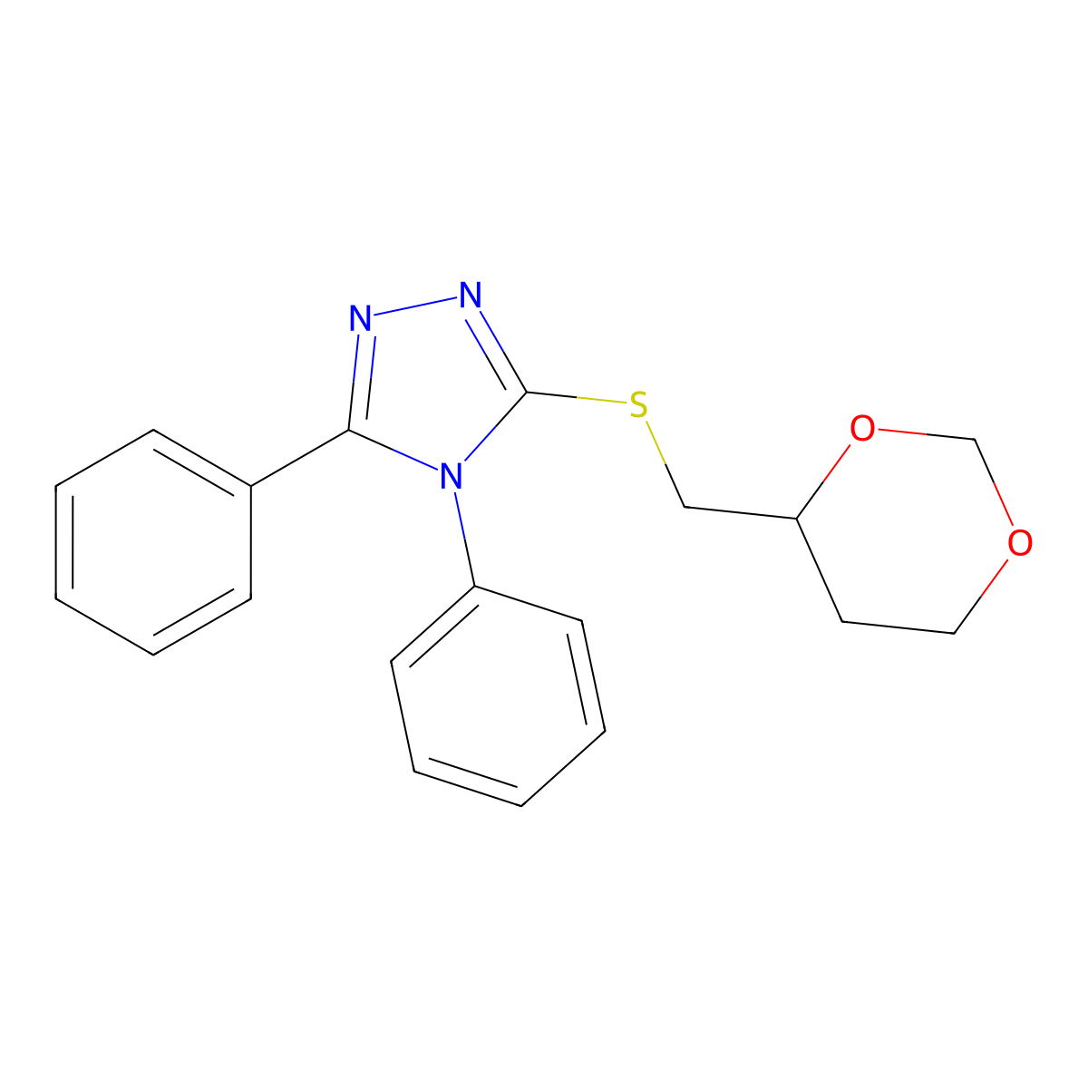 3-(1,3-Dioxan-4-ylmethylsulfanyl)-4,5-diphenyl-1,2,4-triazole molecular structure, CAS 446052-34-2