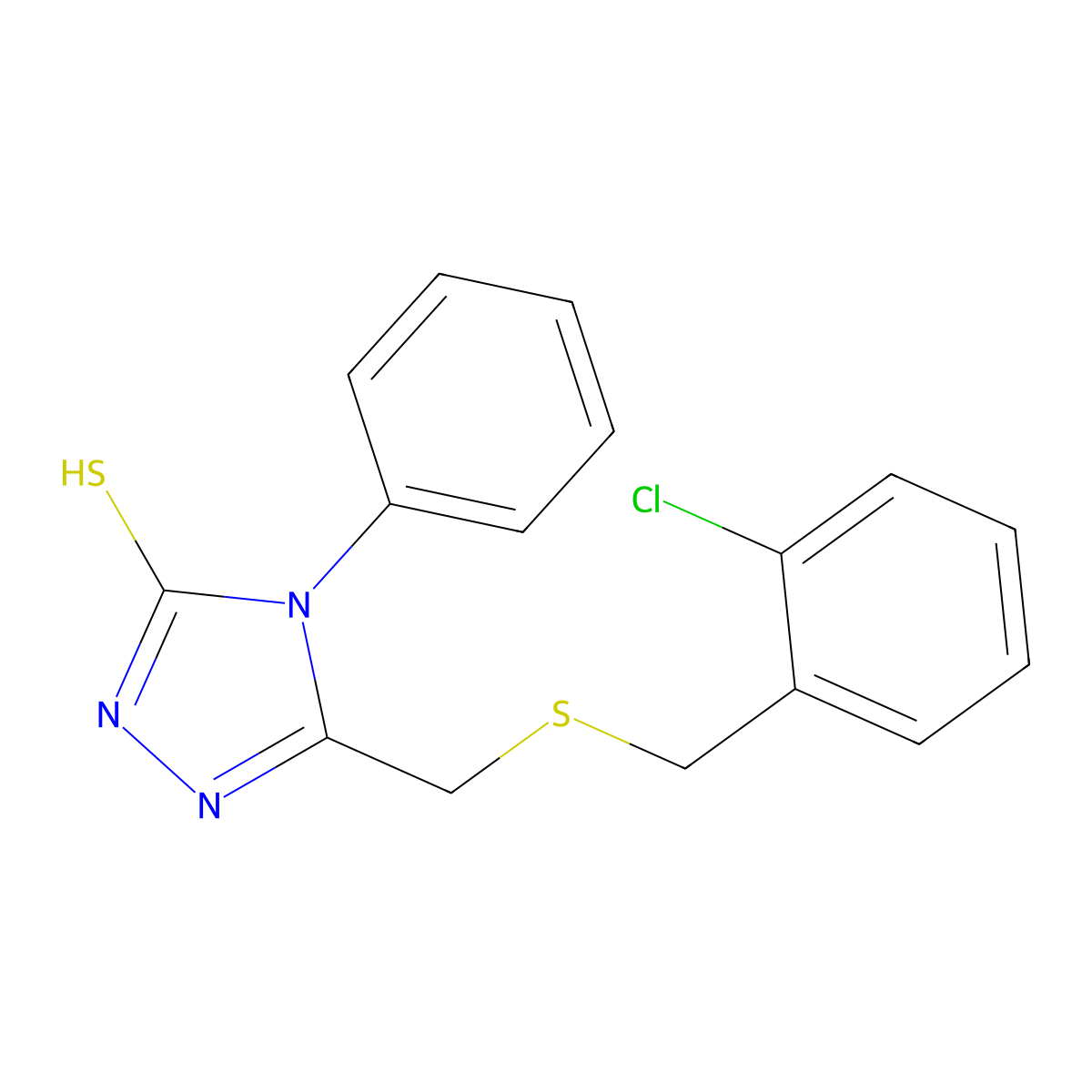 5-{[(2-chlorobenzyl)thio]methyl}-4-phenyl-4H-1,2,4-triazole-3-thiol molecular structure, CAS 446052-36-4